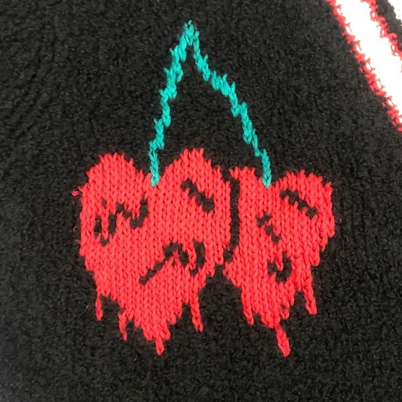 Pinko XS (up to XL) Realgar Cardigan Black w Red Green Cherry 🍒 Logo Design back - Picture 5 of 14